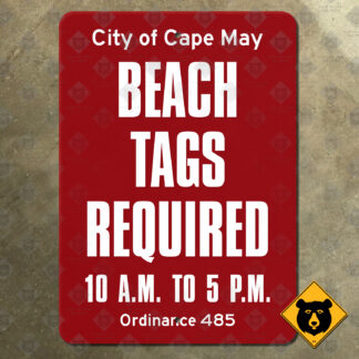 Cape May, New Jersey Beach Tags Required warning sign
