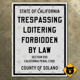 California Trespassing, Loitering Forbidden by Law sign