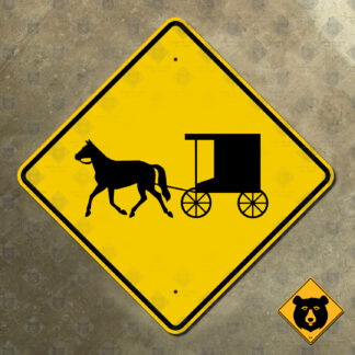 Horse and buggy warning sign