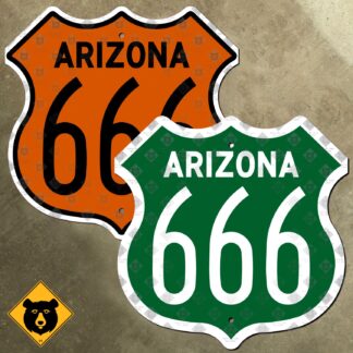 Arizona US Route 666 colored directional highway marker