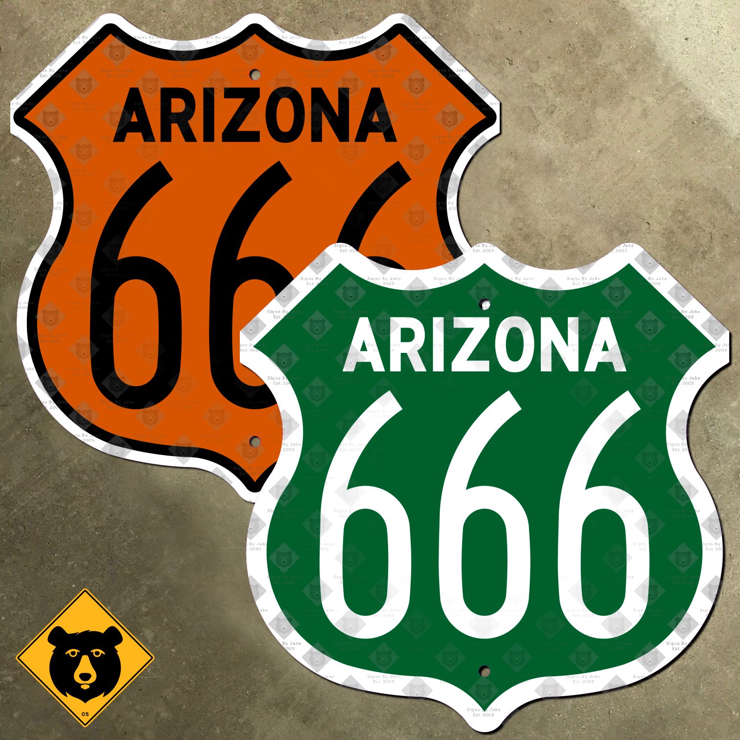 arizona-us-route-666-colored-directional-highway-marker-signs-by-jake