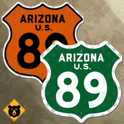 Arizona US Route 89 colored directional highway marker