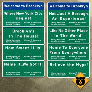New York Welcome to Brooklyn signs