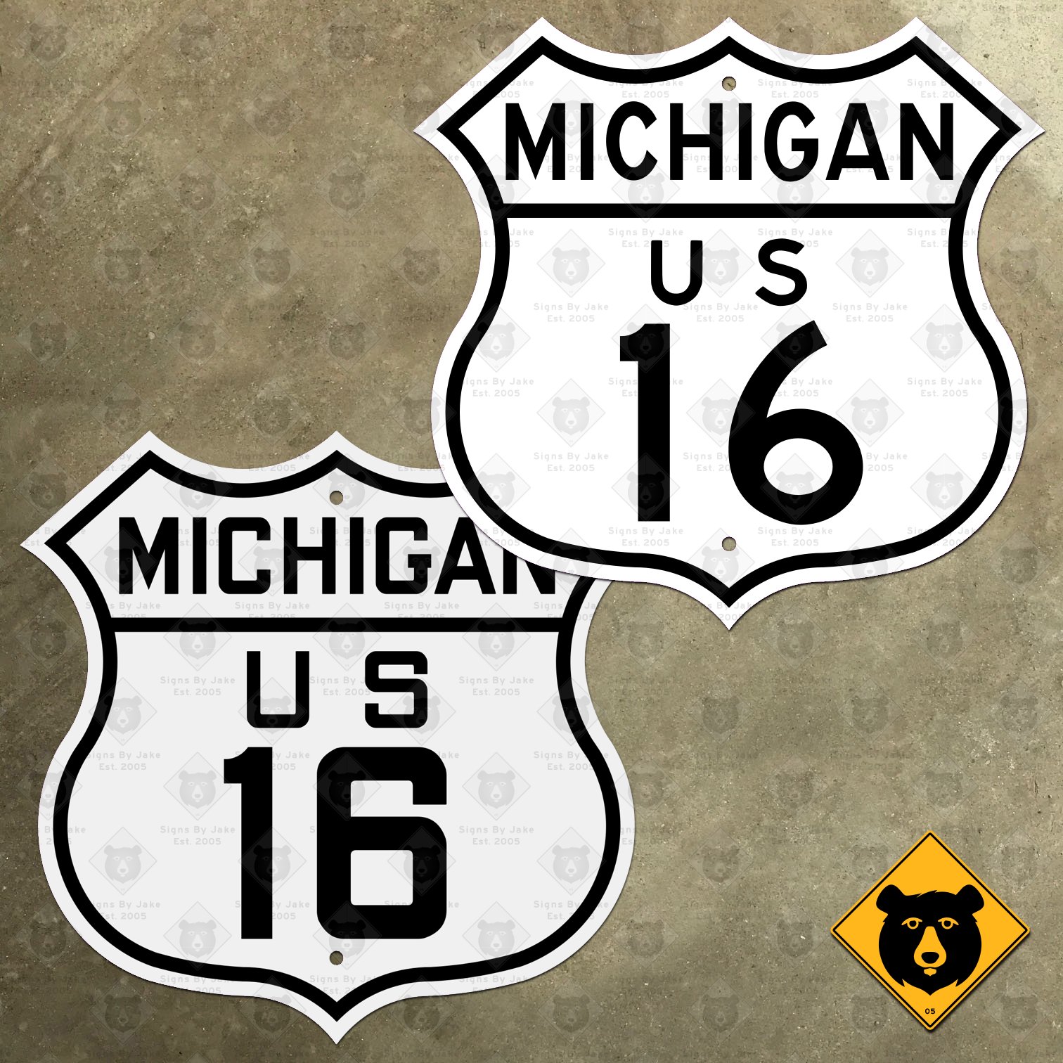 Michigan US Route 16 highway marker sign