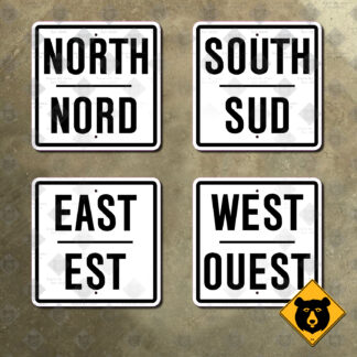 Ontario bilingual directional tab banner signs