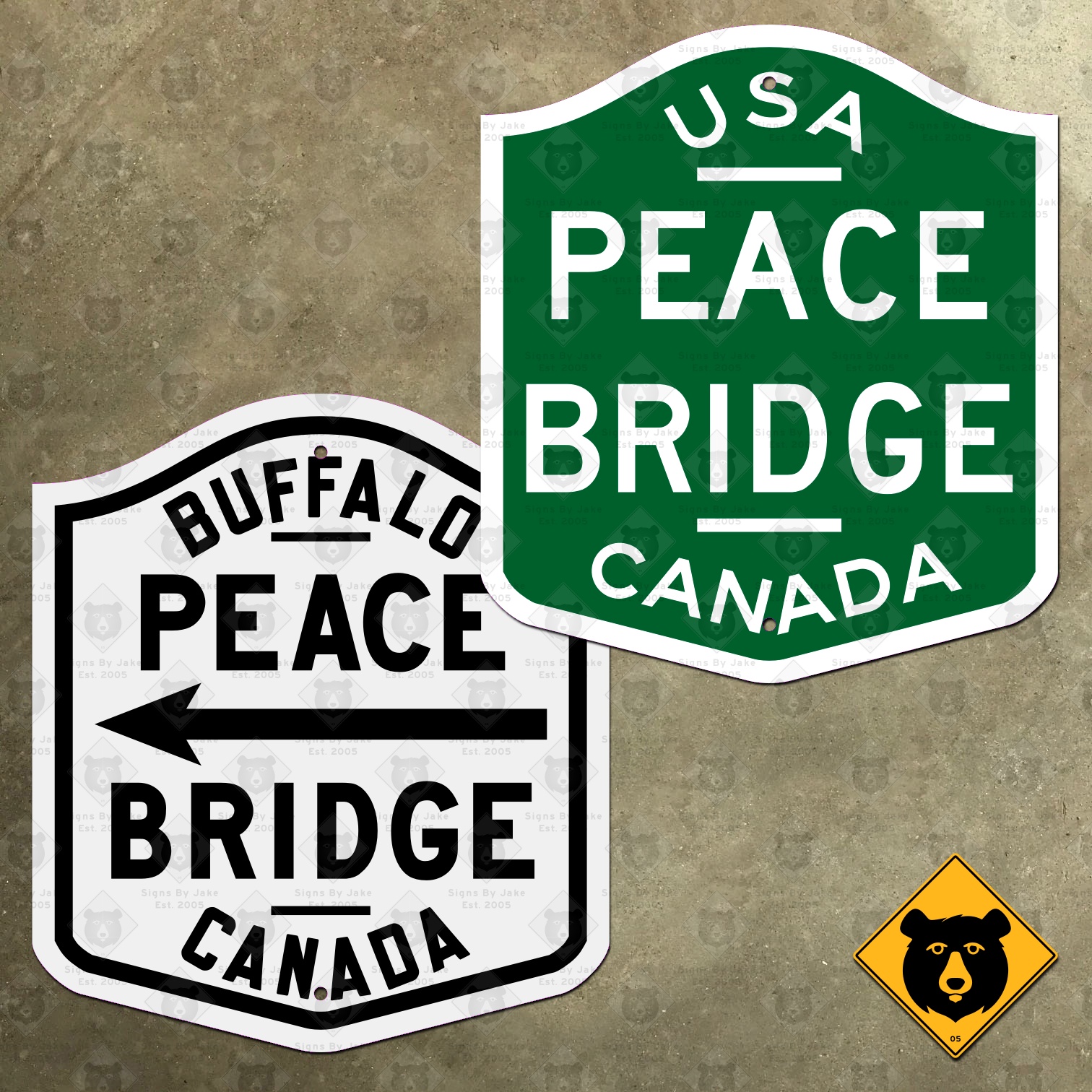 New York Peace Bridge highway sign